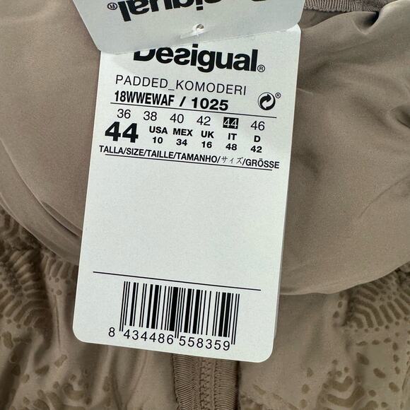 Desigual Padded Komoderi Qualitied Puffer Jacket Khaki Size 44 /US 10 NWT - Picture 11 of 13